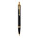 Golyóstoll, nyomógombos, arany színű klip, fekete tolltest, PARKER, Royal IM, kék (ICPRIM02)