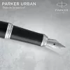 Töltőtoll, ezüst színű klip, matt fekete színű tolltest, PARKER Royal Urban Twist (ICPUT01)