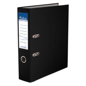  Iratrendező, 75 mm, A4, PP/karton, élvédő sínnel, VICTORIA OFFICE, Basic, fekete (IDI75FK)