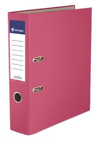 Iratrendező, 75 mm, A4, PP/karton, élvédő sínnel, VICTORIA OFFICE, Basic, rózsaszín (IDI75R)