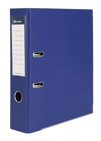 Iratrendező, 75 mm, A4, PP/karton, élvédő sínnel, VICTORIA OFFICE, Basic, tengerészkék (IDI75TK)