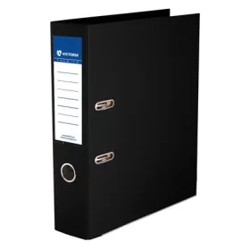   Iratrendező, 75 mm, A4, PP/PP, élvédő sínnel, VICTORIA OFFICE, Premium, fekete (IDIP75FK)