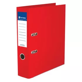   Iratrendező, 75 mm, A4, PP/PP, élvédő sínnel, VICTORIA OFFICE, Premium, piros (IDIP75P)