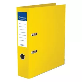   Iratrendező, 75 mm, A4, PP/PP, élvédő sínnel, VICTORIA OFFICE, Premium, sárga (IDIP75S)