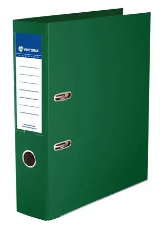 Iratrendező, 75 mm, A4, PP/PP, élvédő sínnel, VICTORIA OFFICE, Premium, zöld (IDIP75Z)