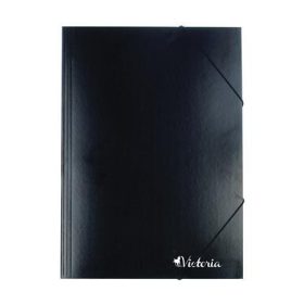 Gumis mappa, karton, A4, VICTORIA OFFICE, fekete (IDPG01)