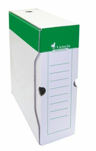 Archiválódoboz, A4, 100 mm, karton, VICTORIA OFFICE, zöld-fehér (IDVAD10Z)