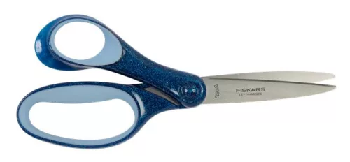 Olló, iskolai, 18 cm, balkezes, FISKARS, csillámos kék (IF1067862)