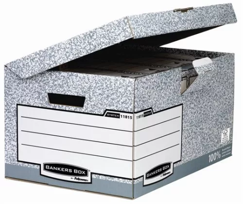 Csapófedeles archiválókonténer, BANKERS BOX&reg; SYSTEM by FELLOWES&reg;, szürke (IFW11815BB)