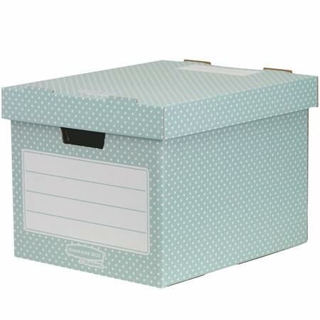 Tároló doboz, karton, 33,3x28,5x39 cm FELLOWES, Style, zöld-fehér (IFW4481306)