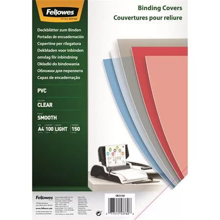Előlap, A4, 150 mikron, FELLOWES, víztiszta (IFW53760)