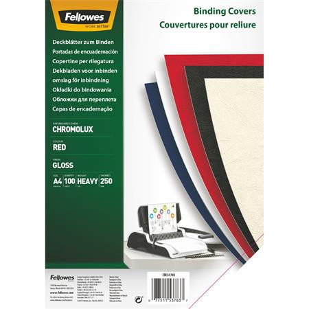 Hátlap, A4, 250 g, fényes, FELLOWES Chromolux, piros (IFW53783)