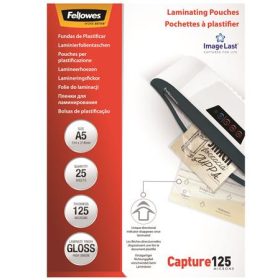   Meleglamináló fólia, 125 mikron, A5, fényes, 25 db, FELLOWES (IFW53961)