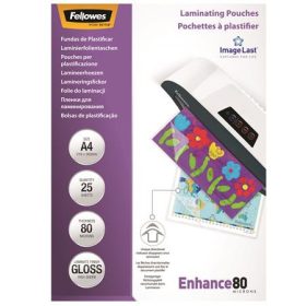   Meleglamináló fólia, 80 mikron, A4, fényes, 25 db, FELLOWES (IFW53962)