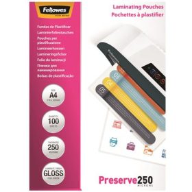   Meleglamináló fólia, 250 mikron, A4, fényes, 100 db, FELLOWES (IFW54018)