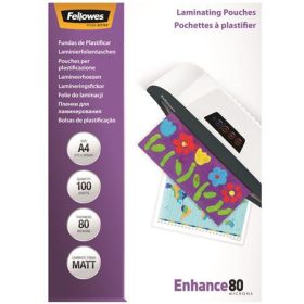   Meleglamináló fólia, 80 mikron, A4, matt, 100 db, FELLOWES (IFW54521)