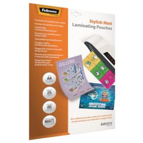   Meleglamináló fólia, 80 mikron, A4, matt, 25 db, FELLOWES Admire Stylish (IFW56021)