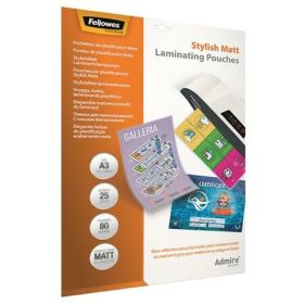   Meleglamináló fólia, 80 mikron, A3, matt, 25 db, FELLOWES, Admire Stylish (IFW56022)