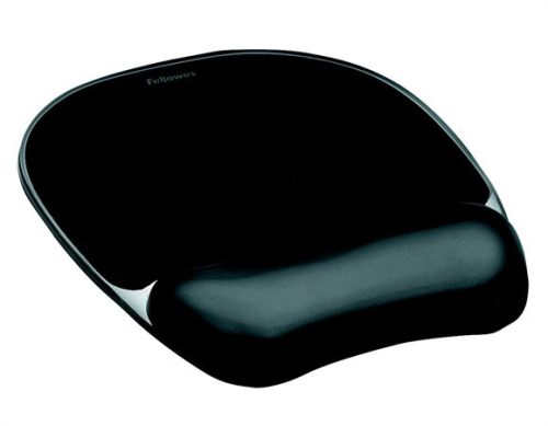 Egéralátét csuklótámasszal, géltöltésű, FELLOWES Crystal™ Gel, fekete (IFW91121)