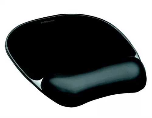Egéralátét csuklótámasszal, géltöltésű, FELLOWES Crystal™ Gel, fekete (IFW91121)