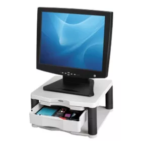   Monitorállvány, fiókkal, FELLOWES Premium Plus, platinaszürke (IFW91713)