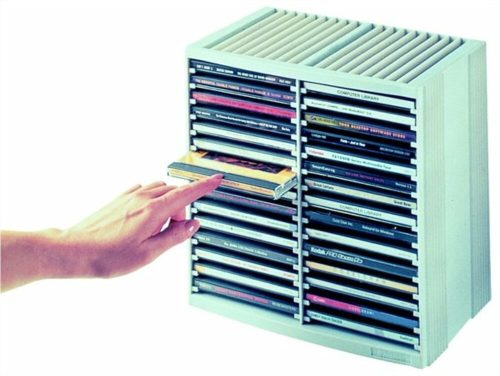 CD-tároló, automata kiemelőrendszerű, 30+18 db-os, FELLOWES Spring, platinaszürke (IFW98230)
