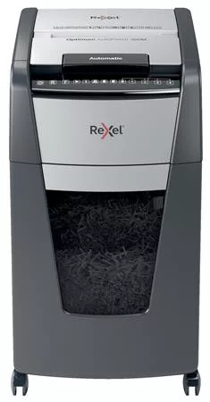 Iratmegsemmisítő, mikrokonfetti, 300 lap, REXEL, Optimum AutoFeed+ 300M (IGTR2020300M)