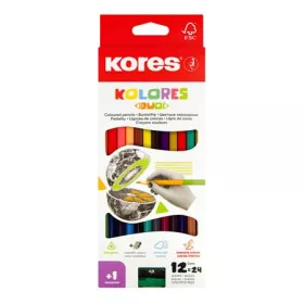   Színes ceruza készlet, kétvégű, háromszögletű, KORES Duo, 24 különböző szín (IK100612)