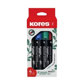   Alkoholos marker készlet, 3 mm, kúpos, KORES ECO K-Marker XP1, 4 különböző szín (IK20764)