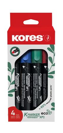 Alkoholos marker készlet, 3 mm, kúpos, KORES ECO K-Marker XP1, 4 különböző szín (IK20764)