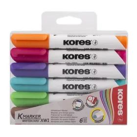   Tábla- és flipchart marker készlet, 3 mm, kúpos, KORES K-Marker XW1, 6 különböző szín (IK20802)