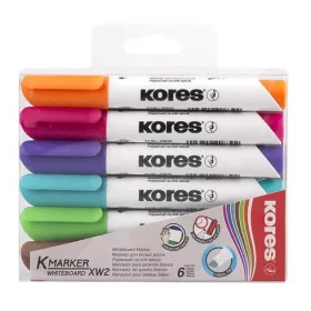   Tábla- és flipchart marker készlet, 3-5 mm, vágott, KORES K-Marker XW2, 6 különböző szín (IK20803)