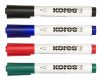 Tábla- és flipchart marker készlet, 1-3 mm, kúpos, KORES K-Marker, 4 különböző szín (IK20843)