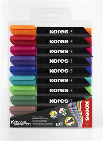 Alkoholos marker, 3 mm, kúpos, KORES K-Marker XP1, 10 különböző szín (IK20900)