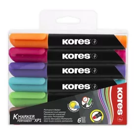  Alkoholos marker, 3 mm, kúpos, KORES K-Marker XP1, 6 különböző szín (IK20902)