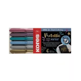   Ecsetirón készlet, KORES Metallic Style, 6 metál szín (IK21461)