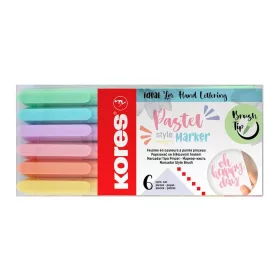   Ecsetirón készlet, KORES Pastel Style, 6 pasztell szín (IK21462)