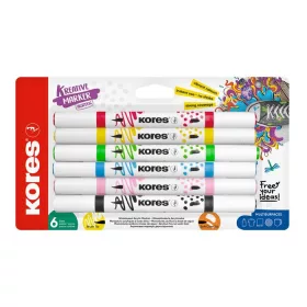   Dekormarker készlet, akril, 1-2 mm, kétvégű, KORES  K-Kreative, 6 különböző szín (IK23061)