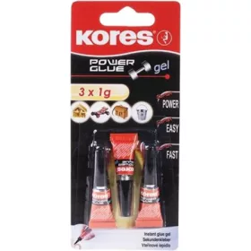   Pillanatragasztó gél, 3x1 g, KORES Power Glue Gel (IK26342)