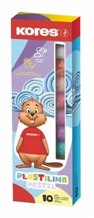 Gyurma, 200 g, 10 pasztell szín, KORES PLASTILINA (IK34016)