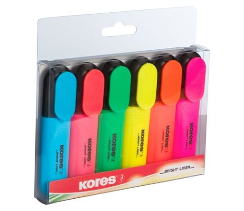 Szövegkiemelő készlet, 0,5-5 mm, KORES, 6 különböző szín (IK36160)