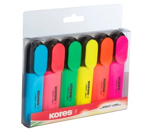 Szövegkiemelő készlet, 0,5-5 mm, KORES, 6 különböző szín (IK36160)