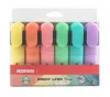 Szövegkiemelő készlet, 0,5-5 mm, KORES Bright Liner Plus Pastel, 6 különböző szín (IK36166)