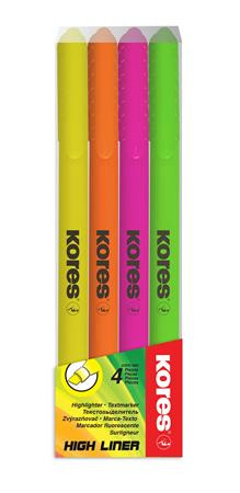 Szövegkiemelő készlet, 0,5-3,5 mm, KORES, 4 különböző szín (IK36240)