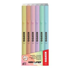   Szövegkiemelő készlet, 0,5-5 mm, KORES, 6 különböző pasztell szín (IK36246)