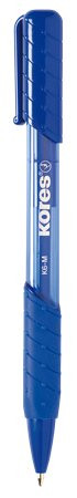 Golyóstoll, 1,0 mm, nyomógombos, háromszögletű, KORES K6-M, kék (IK37611)