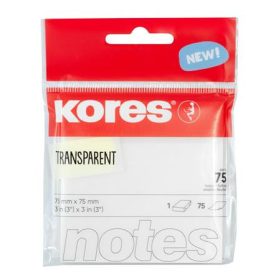   Öntapadó jegyzettömb, 75x75 mm, 75 lap, KORES, áttetsző (IK48187)