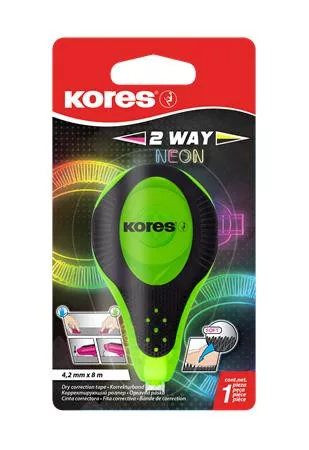 Hibajavító roller, 4,2 mm x 8 m, KORES 2WAY Neon, vegyes színekben (IK84321)