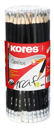 Grafitceruza radírral, HB, hatszögletű, KORES (IK92672)