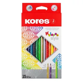  Színes ceruza készlet, háromszögletű, KORES Kolores Style, 15 különböző szín (IK93310)